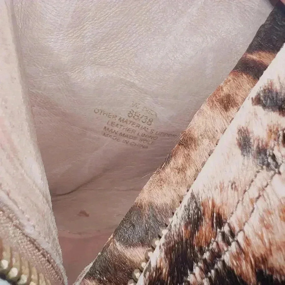 Vince Camuto Leopard Print Leather Fur Calf Hair Stiletto Booties Size 8 - Picture 7 of 10